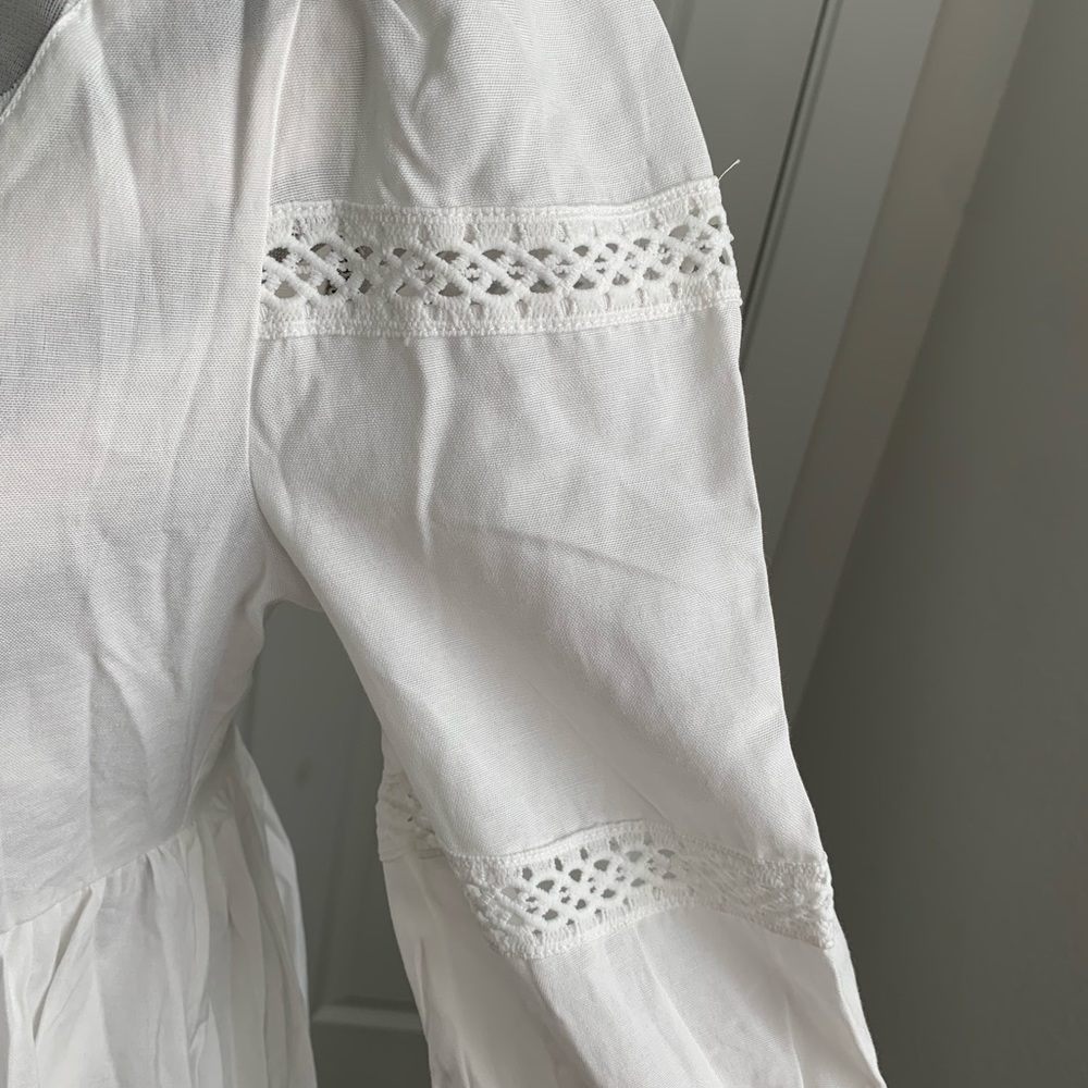 White Emroidered Maxi Shirt Dress